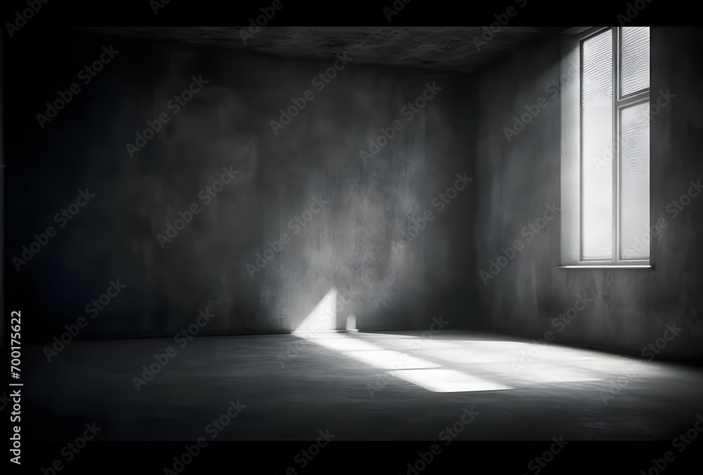 Poster dark concrete empty room. modern architecture design. dark concrete wall architecture