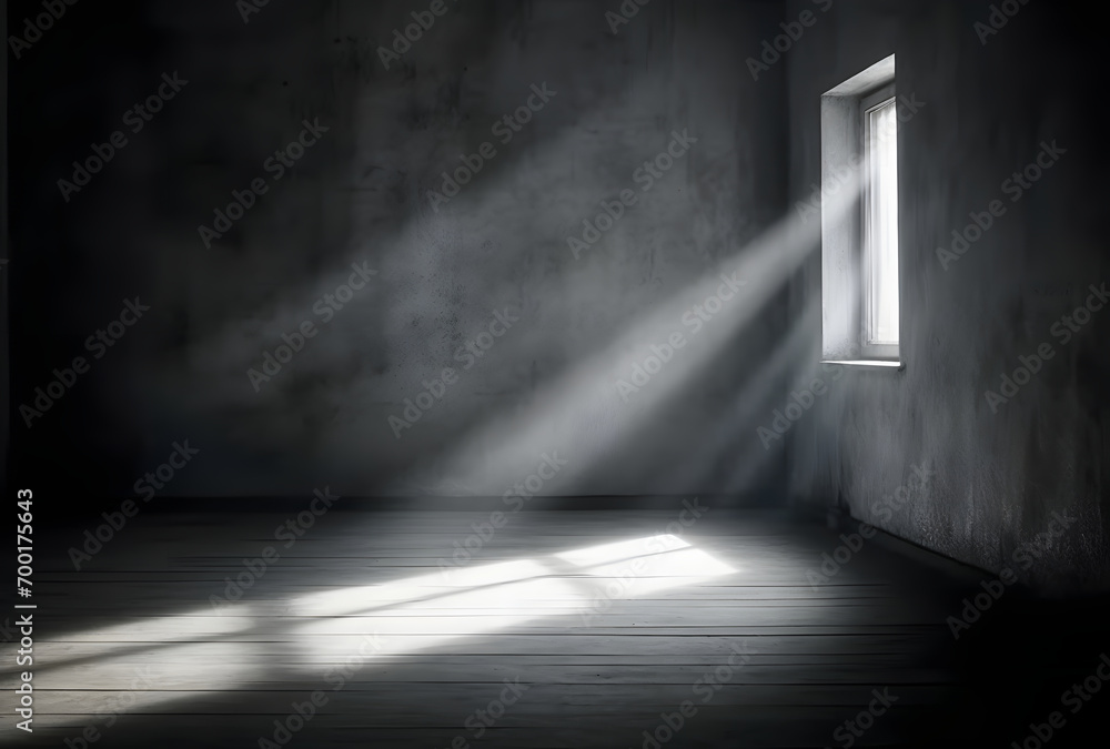 Poster Dark concrete empty room. Modern architecture design. Dark Concrete Wall Architecture