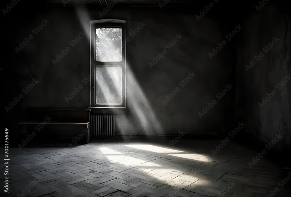 Poster dark concrete empty room. modern architecture design. dark concrete wall architecture