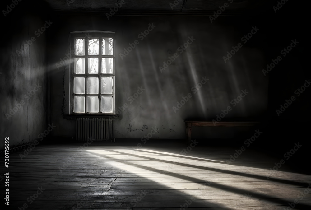 Poster dark concrete empty room. modern architecture design. dark concrete wall architecture