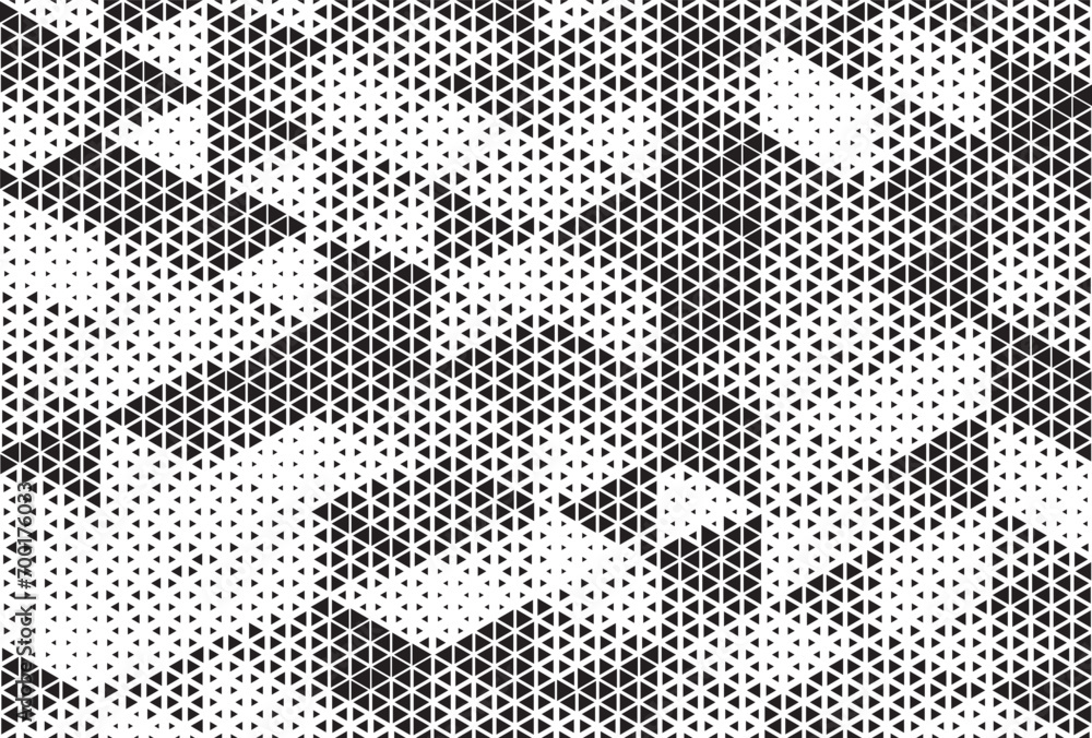 Wall mural abstract triangular halftone texture vector geometric background. halftone triangles retro grunge pa