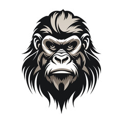 Gorilla head isolated on a transparent background