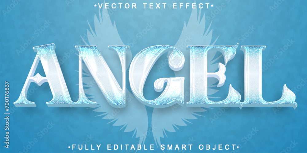 Poster white clean blue angel vector fully editable smart object text effect