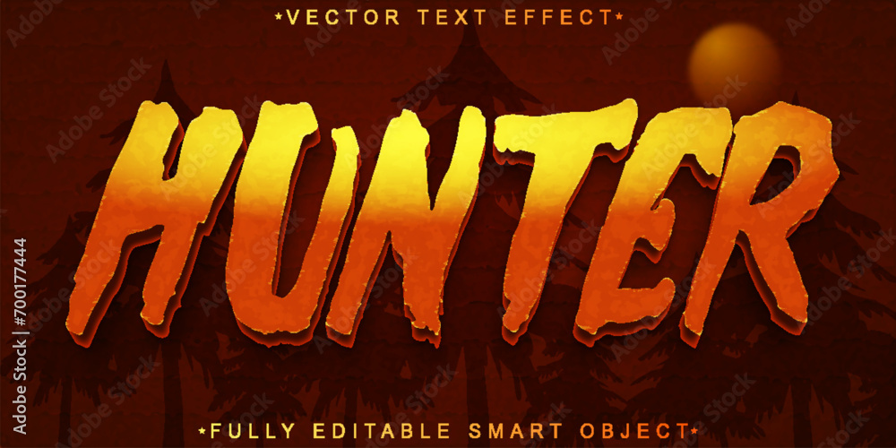 Aufkleber orange hunter vector fully editable smart object text effect