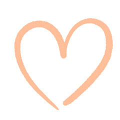 Textured peach heart outline transparent isolated doodle, digital sticker