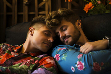 Picture made with generative AI of a gay couple's relationship