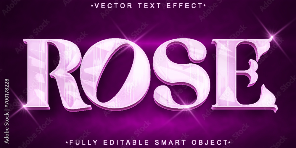 Aufkleber shiny pink rose vector fully editable smart object text effect