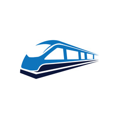 train logo design blue color vector illustration
