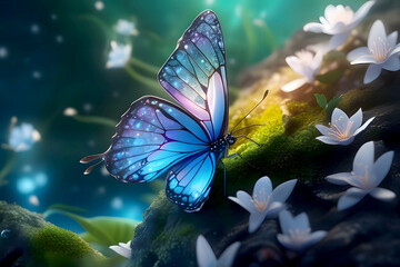 Butterfly on Flower Petal in Nature, Delicate butterfly on a flower petal in Nature's beauty HD...