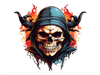 Fototapeta premium illustration of skull with wings simple for Tshirt Design