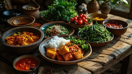 Obraz premium indonesian traditional food on the table, 