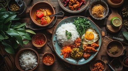 indonesian traditional food on the table, 