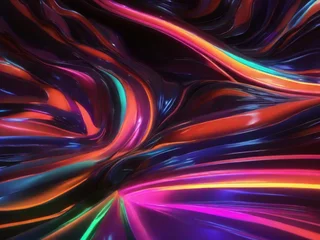 Tuinposter Sfondo olografico al neon, astratto psichedelico colorato. Onde di colore pastello per lo sfondo © Alfons Photographer