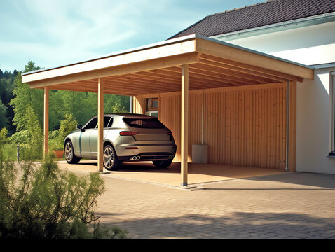 a car parked in a carport