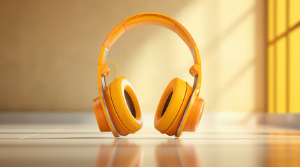 a pair of yellow headphones