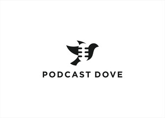Fototapeta na wymiar dove pigeon podcast logo design vector illustration