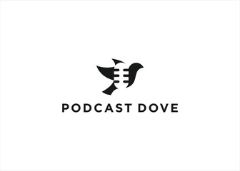 dove pigeon podcast logo design vector illustration