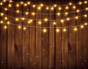 a string of lights on a wood background