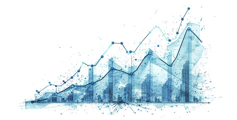 business graph showing growth, image of increasing graph background - obrazy, fototapety, plakaty