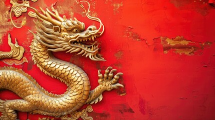 Happy Chinese new year, Dragon Zodiac, Chinese golden dragon, greeting cards and banners