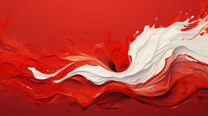 a red and white paint swirls