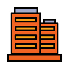 Building Factory Oil Filled Outline Icon