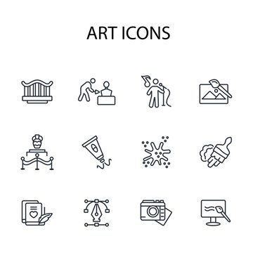 Art icon set.vector.Editable stroke.linear style sign for use web design,logo.Symbol illustration.