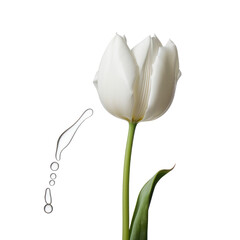  white tulip is getting rained on.