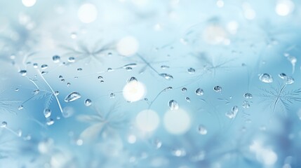 Winter frosted window glass blue color background