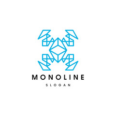 Flat design abstract blue monoline logo