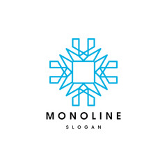 Flat design abstract blue monoline logo
