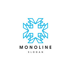 Flat design abstract blue monoline logo