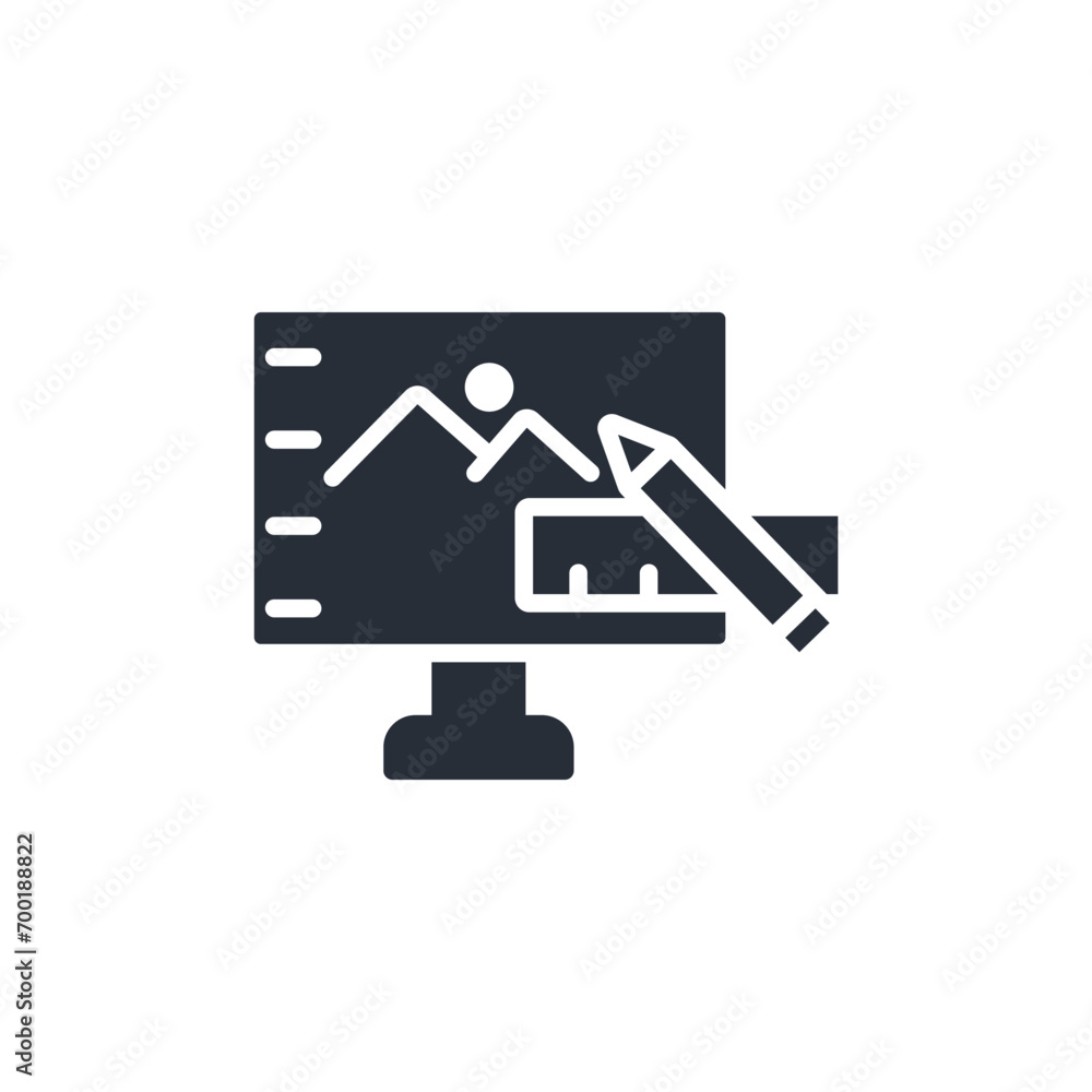 Poster design icon. vector.editable stroke.linear style sign for use web design,logo.symbol illustration.