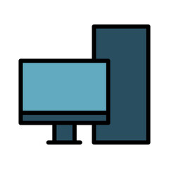 Display Computer Screen Filled Outline Icon