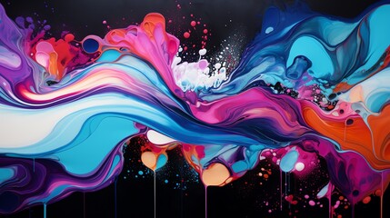 a colorful paint splashes and drops