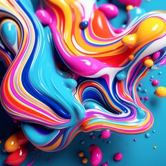 a colorful paint splashing out of a blue surface