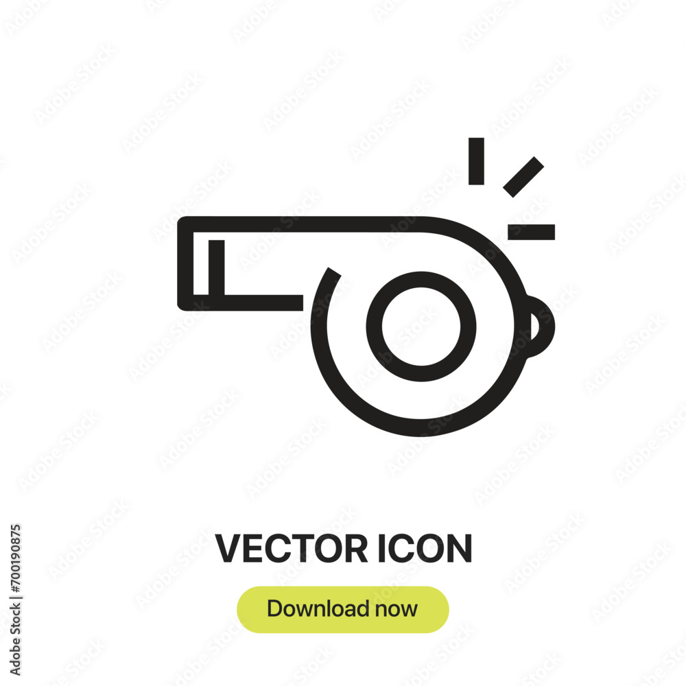 Poster Whistle icon vector. Linear-style sign for mobile concept and web design. Whistle symbol illustration. Pixel vector graphics - Vector.	