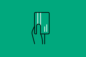 hand holding a credit card illustration in flat style design. Vector illustration.	