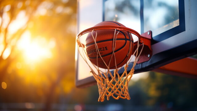 a close-up shot of a basketball hoop