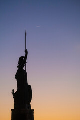 Estatua de Minerva, Tossa de Mar, Cataluña. Turismo - obrazy, fototapety, plakaty
