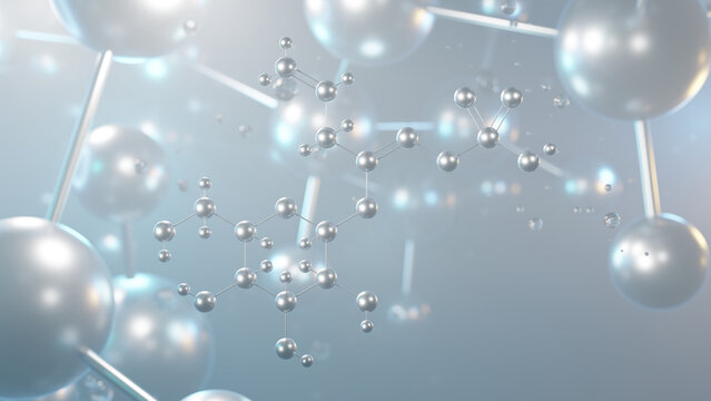 sinigrin molecular structure, 3d model molecule, allyl glucosinolate, structural chemical formula view from a microscope
