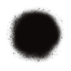 Black graffiti splash circle, organic shape, isolated black paint splash