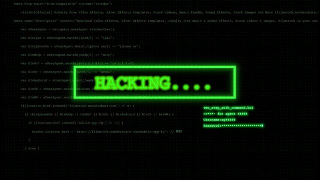 Green Coding and hacking concept 4K Animation background. Background to the system hacking attempt