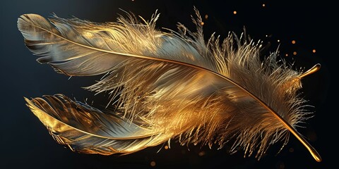 Gold Feathers on black background