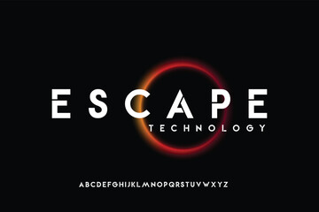 Escape, an Abstract technology futuristic alphabet font. digital space typography vector illustration design