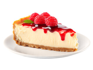 Cheesecake slice, isolated on a transparent or white background