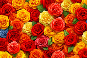 Women's Day, Valentine's Day. Background of buds of multi-colored roses.