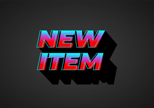 New item. Text effect in 3D look. Gradient blue red color. Dark background