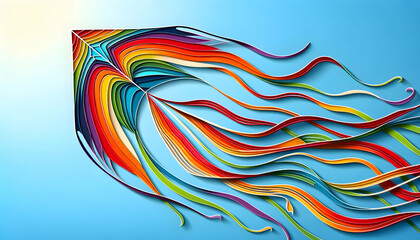 Abstract papercut illustration of a kite.