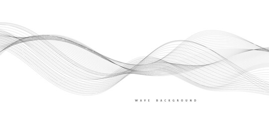 Abstract wave element for design. Digital frequency track equalizer. Stylized line art background. Vector illustration. Wave with lines created using the blend tool. Curved wavy line, smooth stripe.